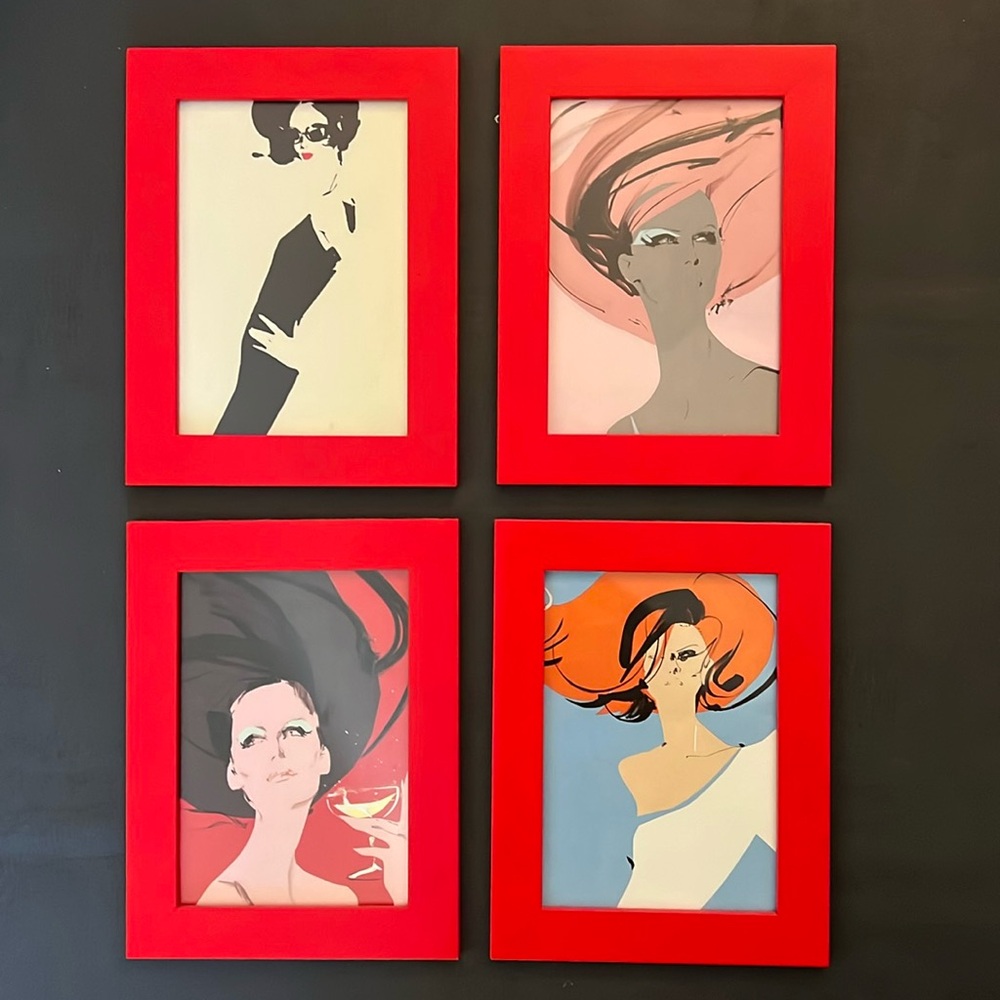 Framed 5x7 Fashion Illustrations Wall Art Prints